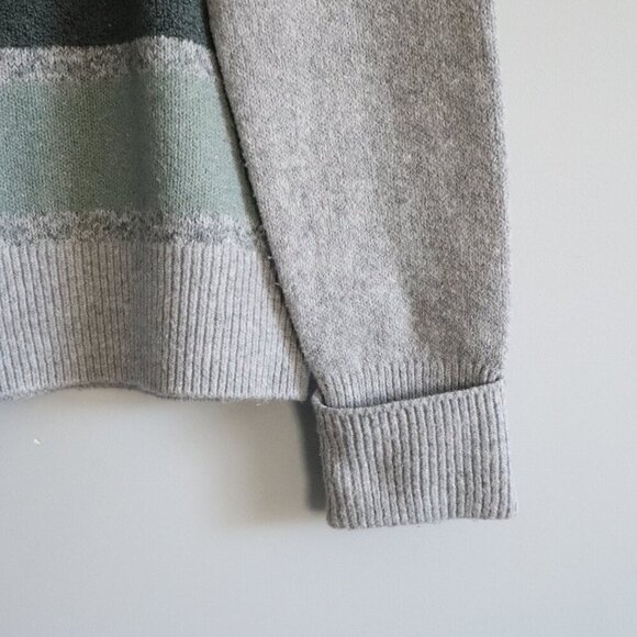 Denver Hayes Women's Sz Lrg Grey Striped Stretch Ribbed Crew Pullover‎ Sweater - Picture 8 of 12